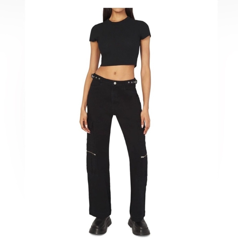 WeWoreWhat Black High-Waisted Cargo Pants size 26 NWT
